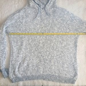 Oversized Distressed Gray Knit Sweater Hoodie